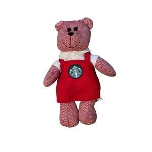 10" Starbucks 2016 Bearista Stuffed Bear Limited Edition Red White Barista